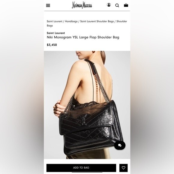 NWOT SAINT LAURENT Niki Large Leather Shoulder Bag Black - Picture 2 of 8